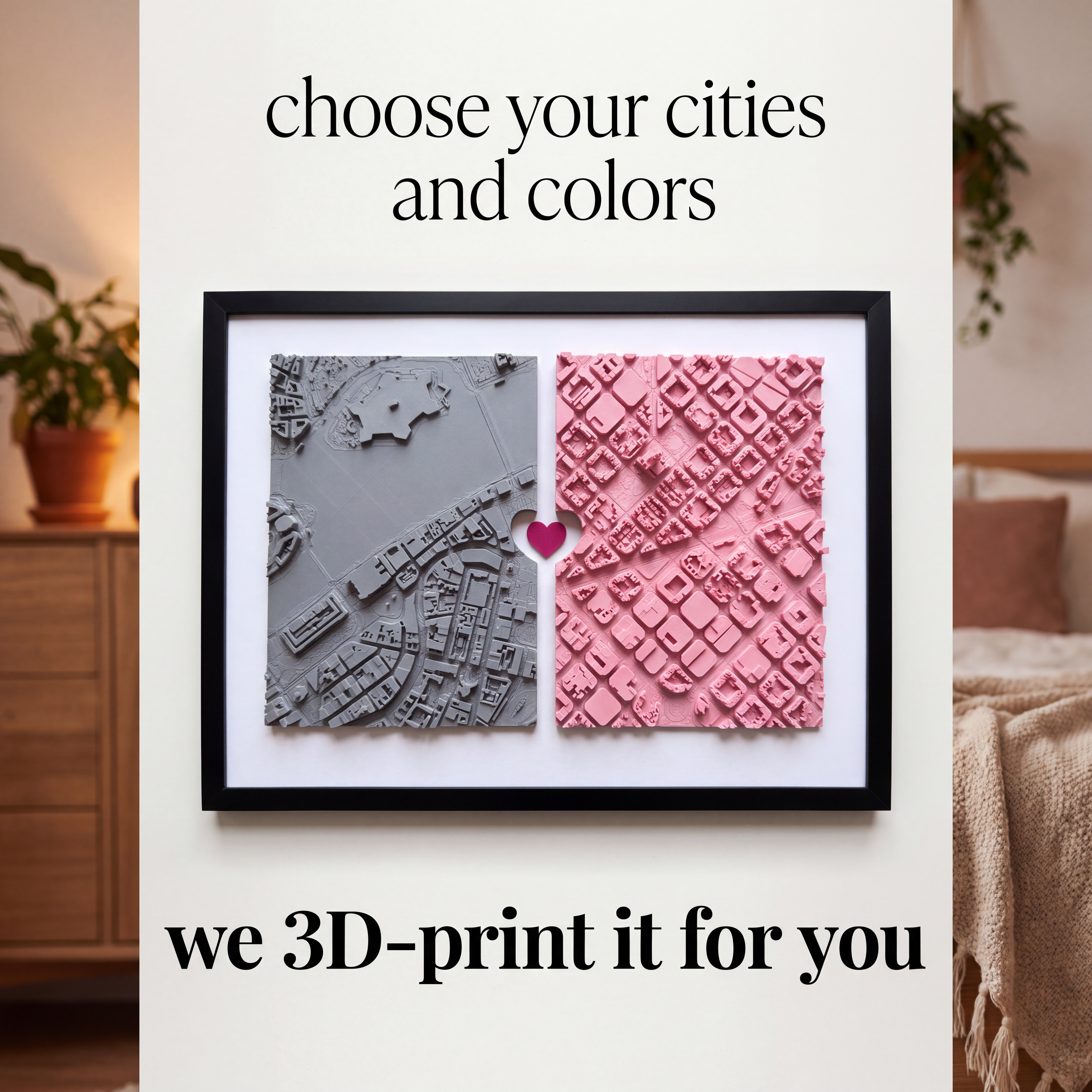 Two Cities Map Art