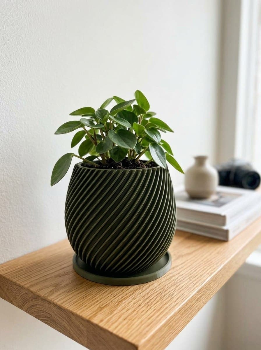 Spiral Plant Pot with Saucer