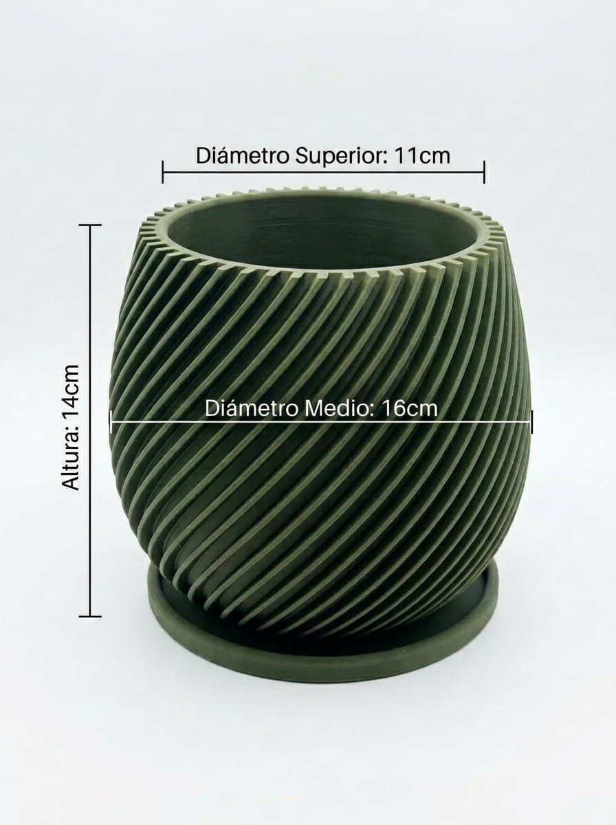 Spiral Plant Pot with Saucer