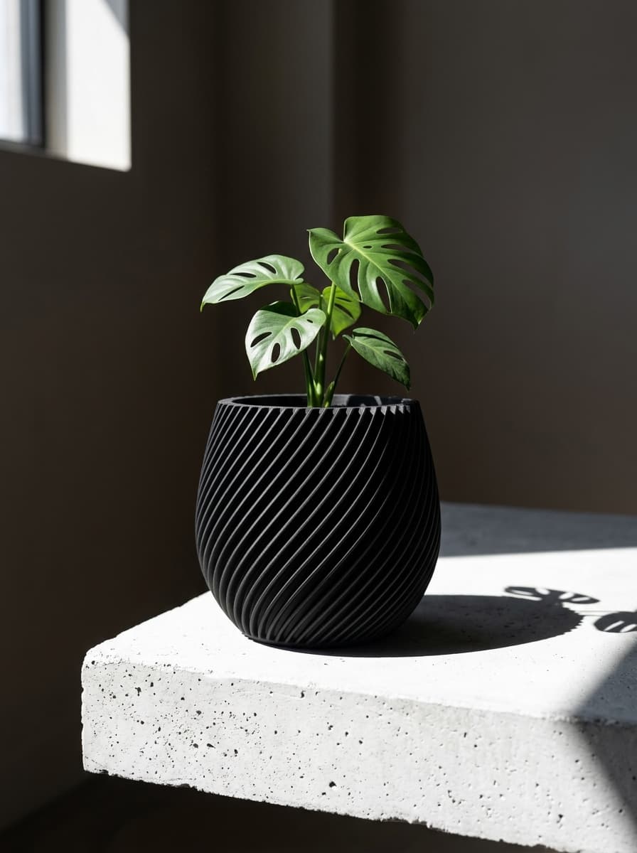 Spiral Plant Pot with Saucer