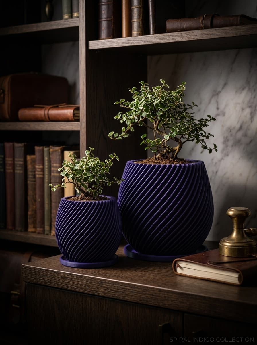 Spiral Plant Pot with Saucer