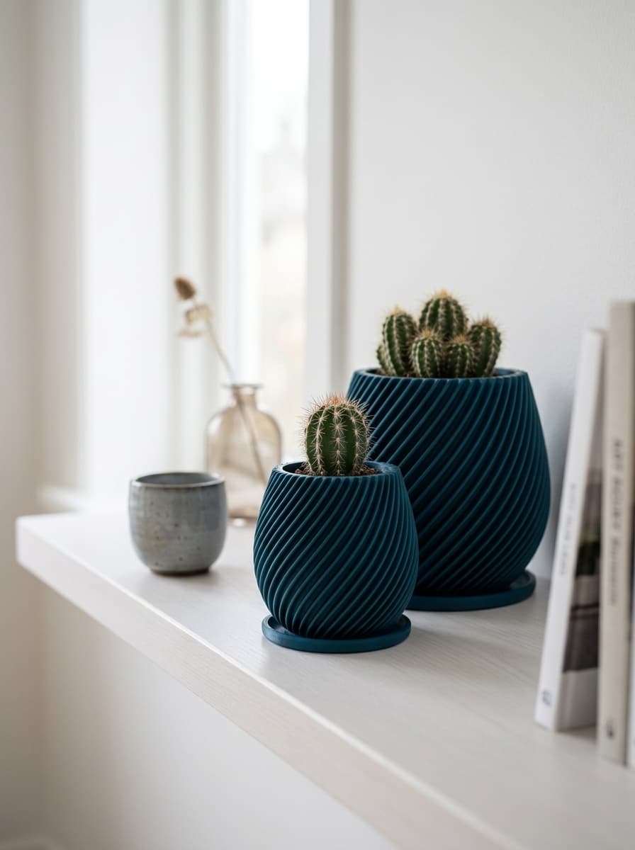 Spiral Plant Pot with Saucer
